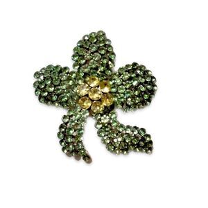 Green and Yellow Rhinestone Brooch